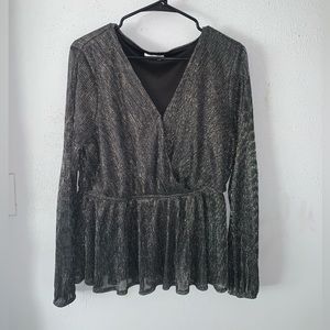 Shimmer Blouse with Sheer Sleeves